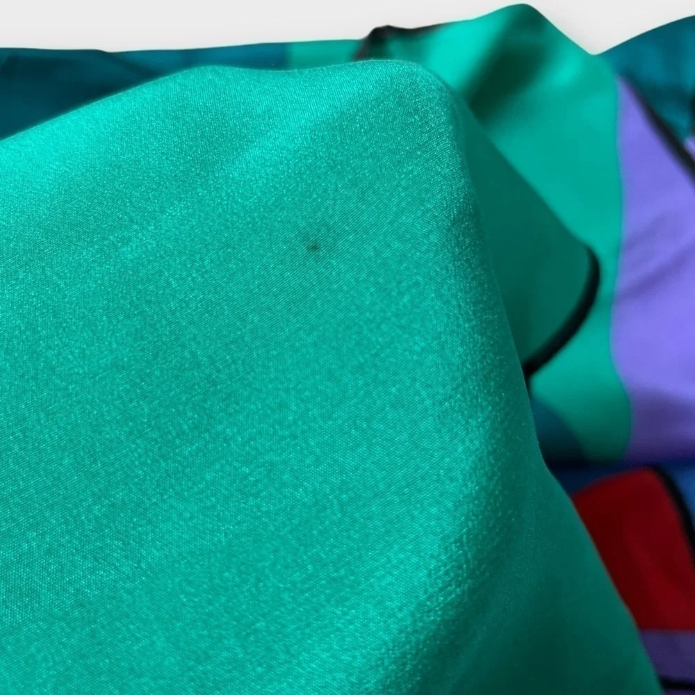 VTG 80s Vera Neumann Silk Scarf Headscarf Neckerchief Colorblock Bright 15x50”